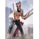 Figura de Chainsaw Man con pose dinámica en terreno rocoso.