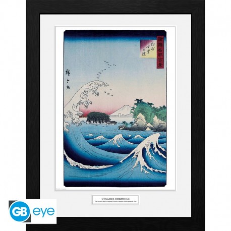 Hiroshige Poster Enmarcado The Seven Ri Beach (12X16)