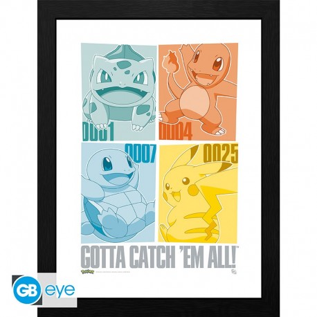 Pokemon Poster Enmarcado Pikachu & Kanto Starters 30X40Cm