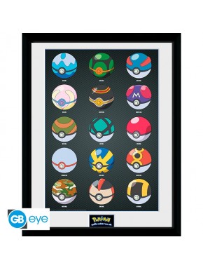 Pokemon Poster Enmarcado Pokeballs 30X40Cm