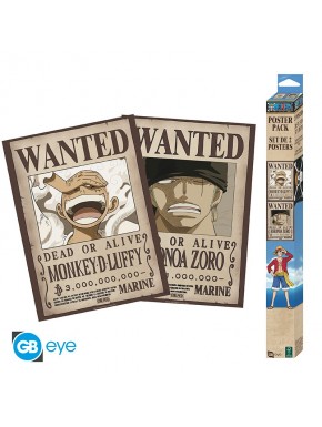 One Piece Set 2 Posters Chibi 52X38 Wanted Luffy & Zoro