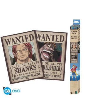One Piece Set 2 Posters Chibi 52X38 Wanted Shanks & Blackbeard