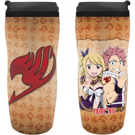 Fairy Tail Taza De Viaje Lucy, Natsu & Emblem  