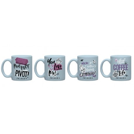Friends Set 4 Tazas De Espresso Doodle