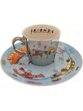 Juego De Taza Y Plato Con Espejo Friends Pattern