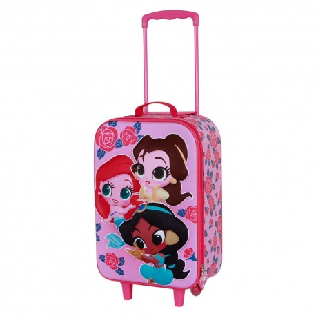 Disney Princesas Flowers Maleta Trolley Soft 3D, Rosa