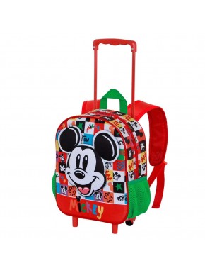 Disney Mickey Mouse Mood Mochila 3D con Ruedas Pequeña, Multicolor