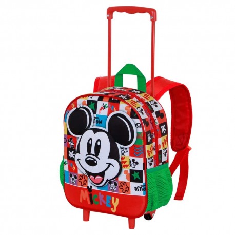 Disney Mickey Mouse Mood Mochila 3D con Ruedas Pequeña, Multicolor