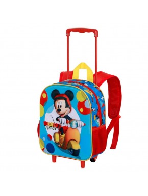 Disney Mickey Mouse Scooter Mochila 3D con Ruedas Pequeña, Azul