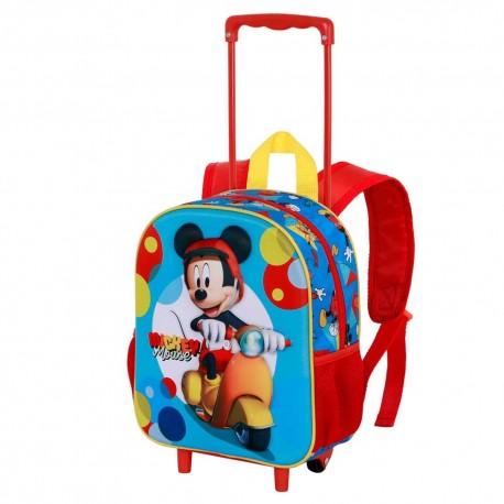 Disney Mickey Mouse Scooter Mochila 3D con Ruedas Pequeña, Azul