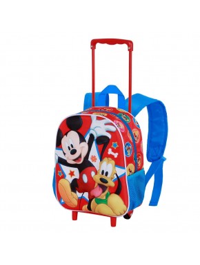 Disney Mickey Mouse Star Mochila 3D con Ruedas Pequeña, Multicolor