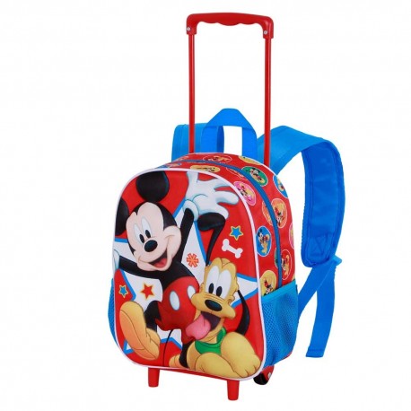 Disney Mickey Mouse Star Mochila 3D con Ruedas Pequeña, Multicolor