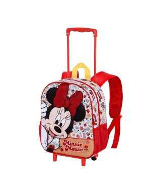 Disney Minnie Mouse Flowered Mochila 3D con Ruedas Pequeña, Rojo
