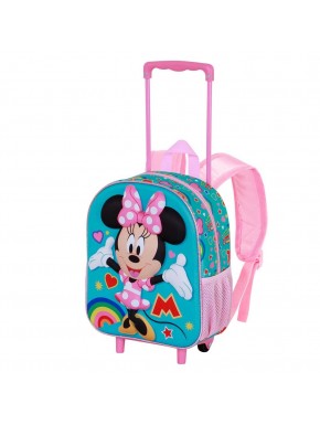 Disney Minnie Mouse Greet Mochila 3D con Ruedas Pequeña, Turquesa