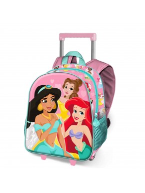 Disney Princesas Charm Mochila 3D con Ruedas Pequeña, Rosa
