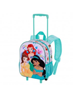 Disney Princesas Rainbows Mochila 3D con Ruedas Pequeña, Multicolor