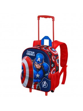 Marvel Capitán América Patriot Mochila 3D con Ruedas Pequeña, Multicolor
