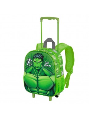 Marvel Hulk Rage Mochila 3D con Ruedas Pequeña, Verde