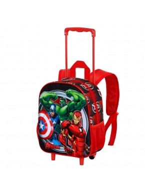 Marvel Los Vengadores Almighty Mochila 3D con Ruedas Pequeña, Rojo