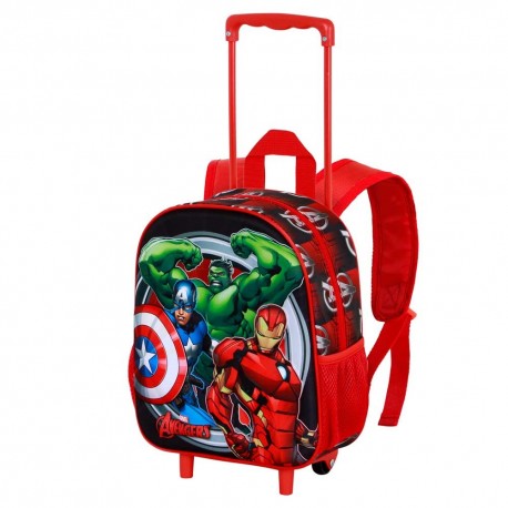 Marvel Los Vengadores Almighty Mochila 3D con Ruedas Pequeña, Rojo