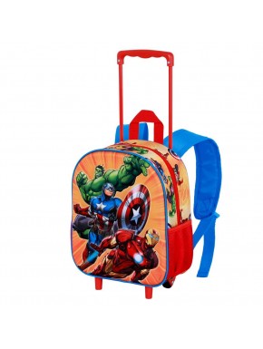 Marvel Los Vengadores Attack Mochila 3D con Ruedas Pequeña, Rojo