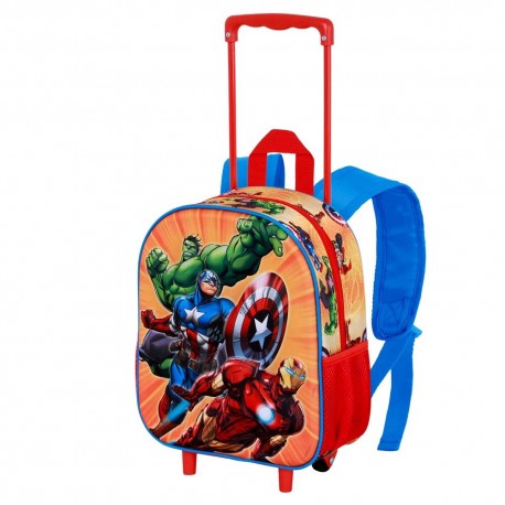 Marvel Los Vengadores Attack Mochila 3D con Ruedas Pequeña, Rojo