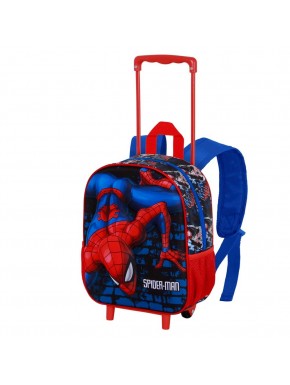Marvel Spiderman Wall Mochila 3D con Ruedas Pequeña, Rojo
