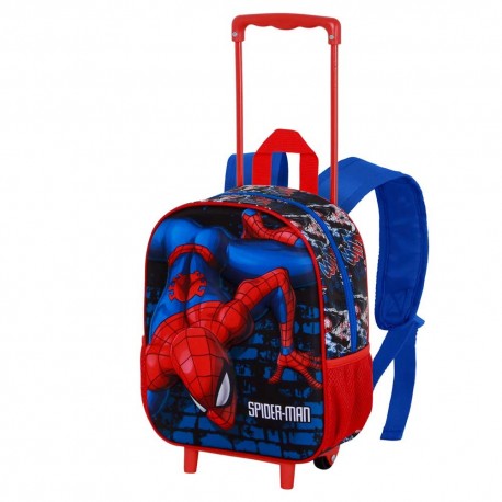 Marvel Spiderman Wall Mochila 3D con Ruedas Pequeña, Rojo