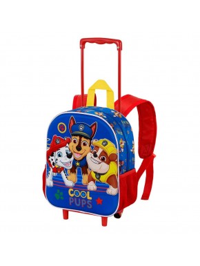 Paw Patrol La Patrulla Canina Cool Mochila 3D con Ruedas Pequeña, Azul