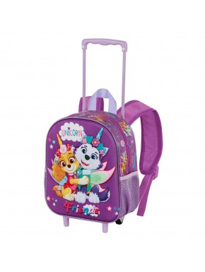 Paw Patrol La Patrulla Canina Magic Mochila 3D con Ruedas Pequeña, Lila