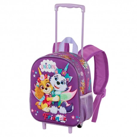 Paw Patrol La Patrulla Canina Magic Mochila 3D con Ruedas Pequeña, Lila