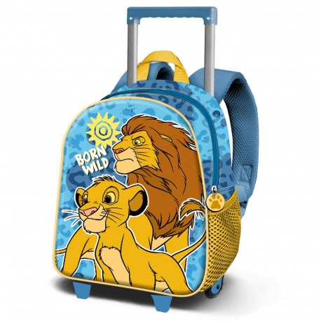 Disney El Rey León Wild Mochila 3D con Ruedas Pequeña, Azul