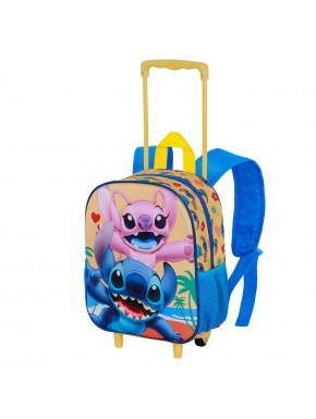 Disney Lilo y Stitch Ocean Mochila 3D con Ruedas Pequeña, Azul