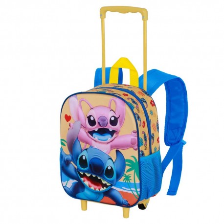 Disney Lilo y Stitch Ocean Mochila 3D con Ruedas Pequeña, Azul