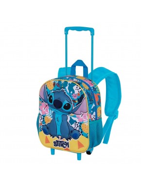 Mochila 3D com rodas Lilo e Stitch turquesa infantil