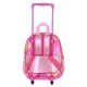Disney Lilo y Stitch Cute Mochila 3D con Ruedas Pequeña, Rosa