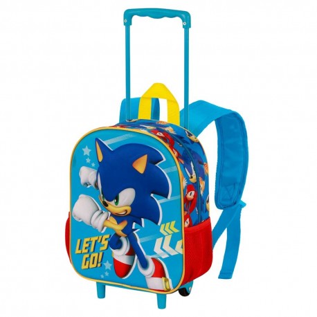 Sonic The Hedgehog - SEGA Go Mochila 3D con Ruedas Pequeña, Azul