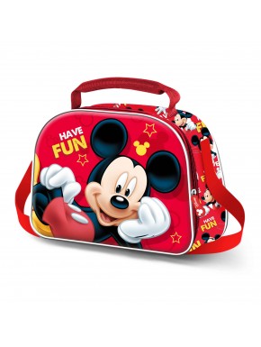 Disney Mickey Mouse Laugh Bolsa Portamerienda 3D, Rojo