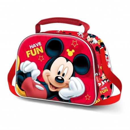 Disney Mickey Mouse Laugh Bolsa Portamerienda 3D, Rojo