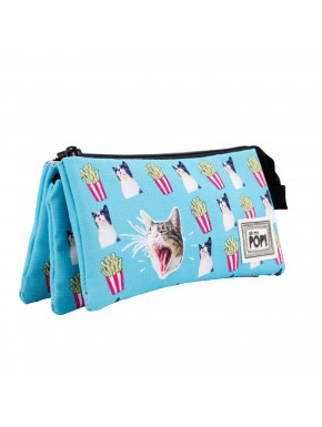 Oh My Pop Angry Cat Estuche Portatodo Triple HS, Turquesa