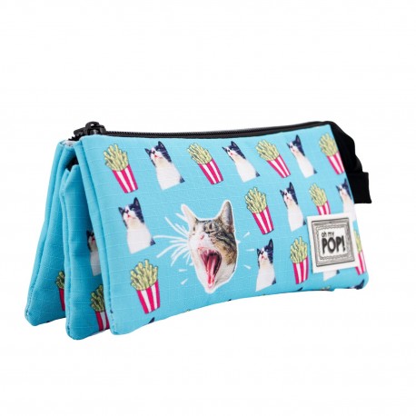 Oh My Pop Angry Cat Estuche Portatodo Triple HS, Turquesa