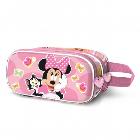 Disney Minnie Mouse Kitten Estuche Portatodo 3D Doble, Rosa