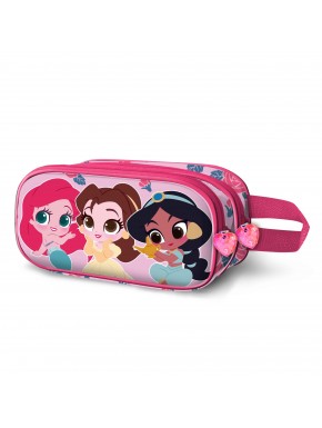 Disney Princesas Flowers Estuche Portatodo 3D Doble, Rosa