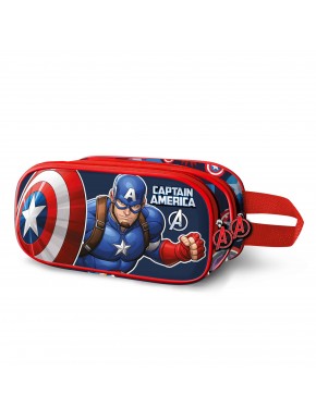 Marvel Capitán América Patriot Estuche Portatodo 3D Doble, Multicolor