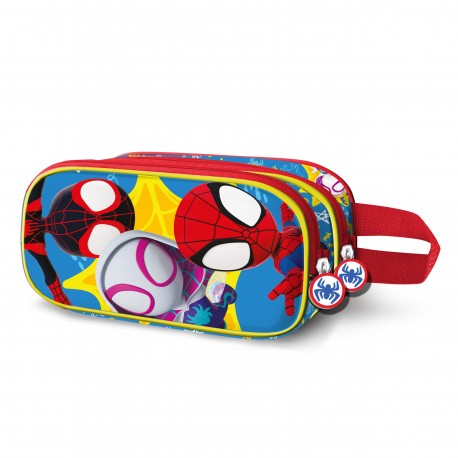 Marvel Spiderman Amazing Estuche Portatodo 3D Doble, Rojo