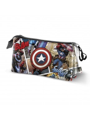 Marvel Capitán América Comic Estuche Portatodo Triple, Multicolor