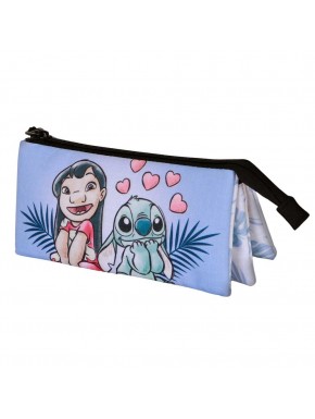 Disney Lilo y Stitch Couple Estuche Portatodo Triple, Lila