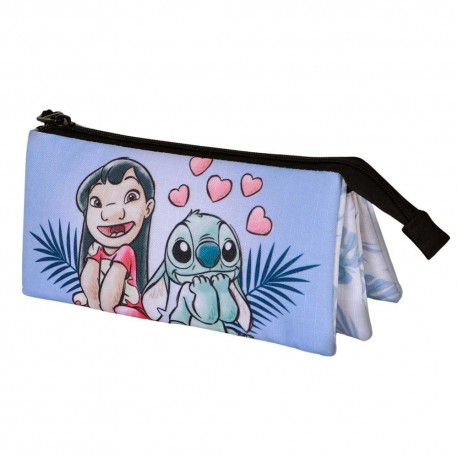 Disney Lilo y Stitch Couple Estuche Portatodo Triple, Lila