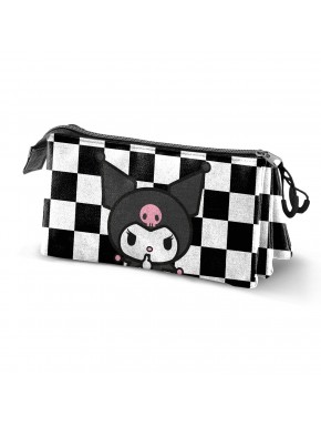 Sanrio Kuromi B and W Estuche Portatodo Triple, Negro