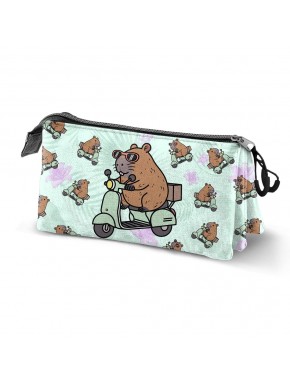 Oh My Pop Capybara Estuche Portatodo Triple, Verde